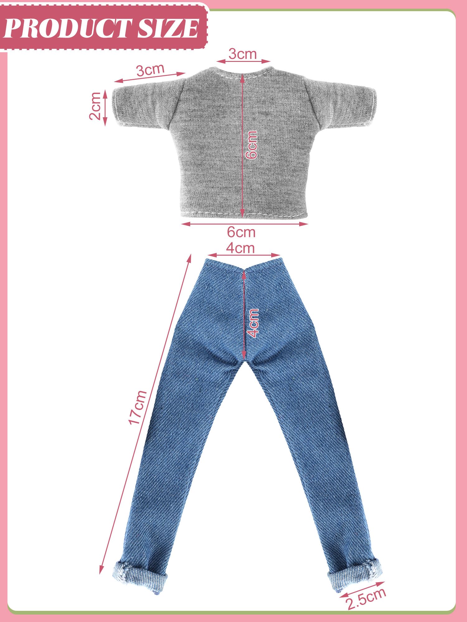 Bencailor 8-Piece Summer Doll Clothes Set for 11.5-Inch Dolls – Casual Tops and Denim Pants
