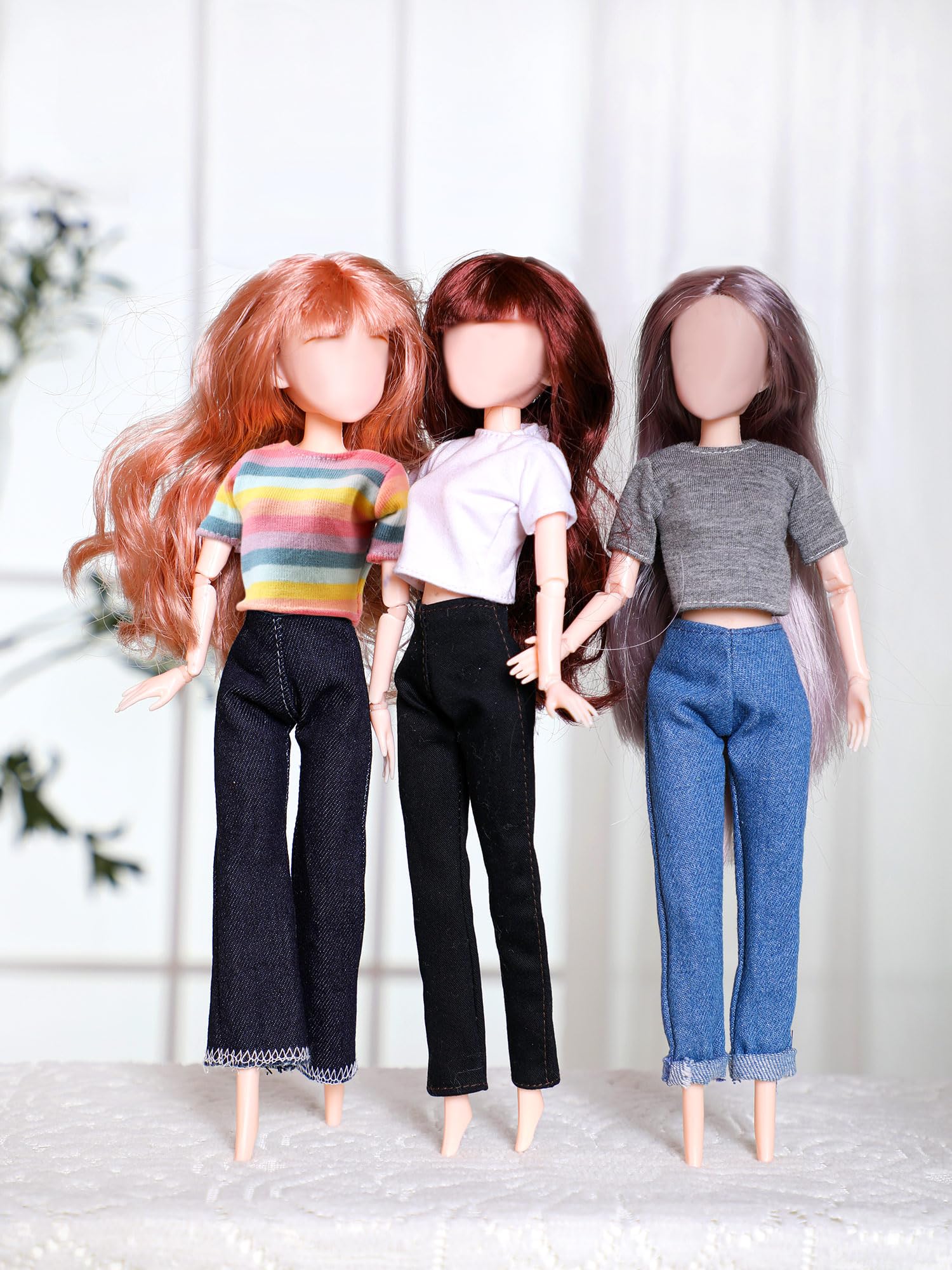 Bencailor 8-Piece Summer Doll Clothes Set for 11.5-Inch Dolls – Casual Tops and Denim Pants