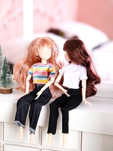 Bencailor 8-Piece Summer Doll Clothes Set for 11.5-Inch Dolls – Casual Tops and Denim Pants