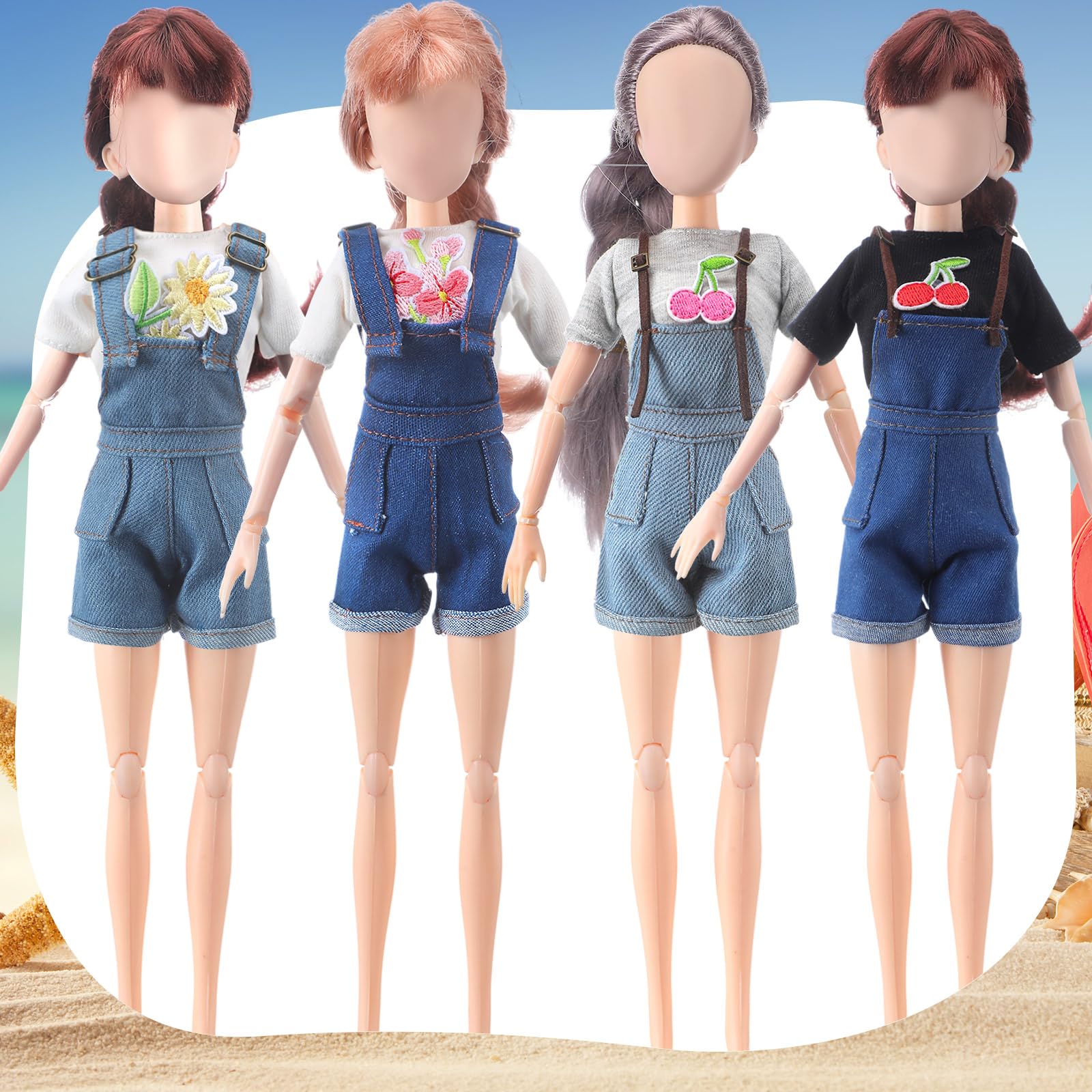 Bencailor 8-Piece Summer Doll Clothes Set for 11.5 Inch Dolls – Mix-and-Match Tops and Pants in Cotton and Denim