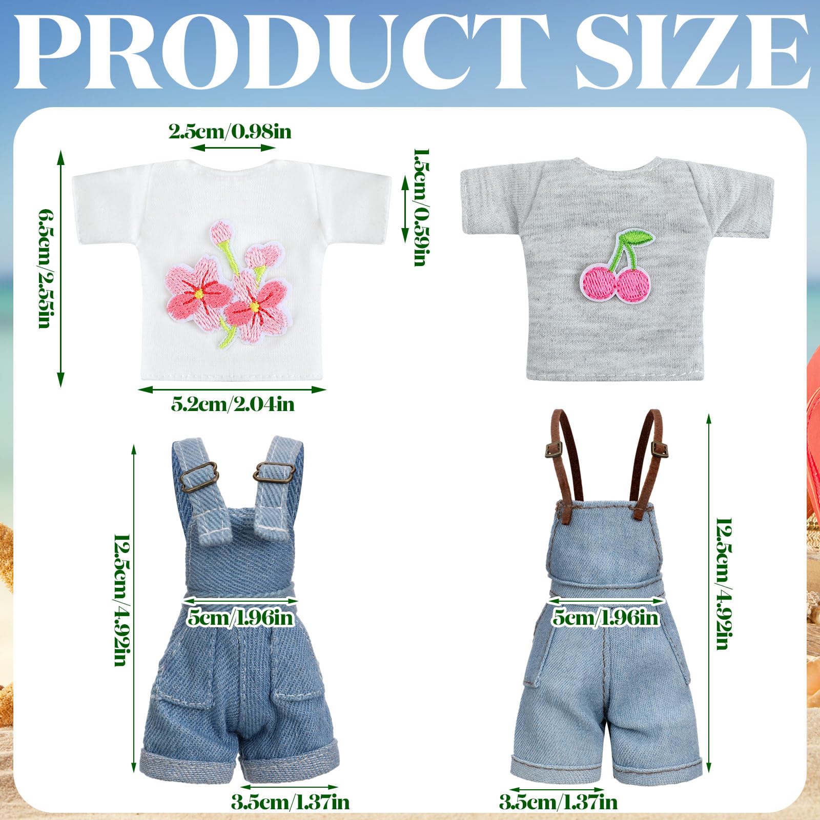 Bencailor 8-Piece Summer Doll Clothes Set for 11.5 Inch Dolls – Mix-and-Match Tops and Pants in Cotton and Denim