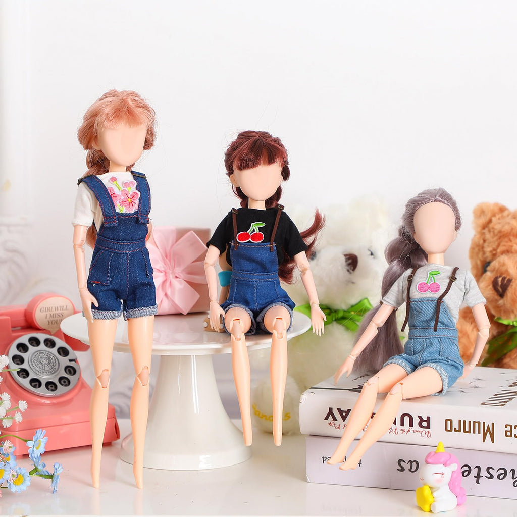 Bencailor 8-Piece Summer Doll Clothes Set for 11.5 Inch Dolls – Mix-and-Match Tops and Pants in Cotton and Denim