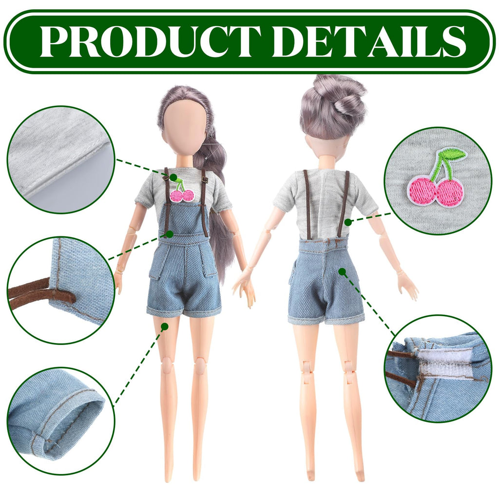 Bencailor 8-Piece Summer Doll Clothes Set for 11.5 Inch Dolls – Mix-and-Match Tops and Pants in Cotton and Denim