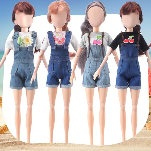 Bencailor 8-Piece Summer Doll Clothes Set for 11.5 Inch Dolls – Mix-and-Match Tops and Pants in Cotton and Denim