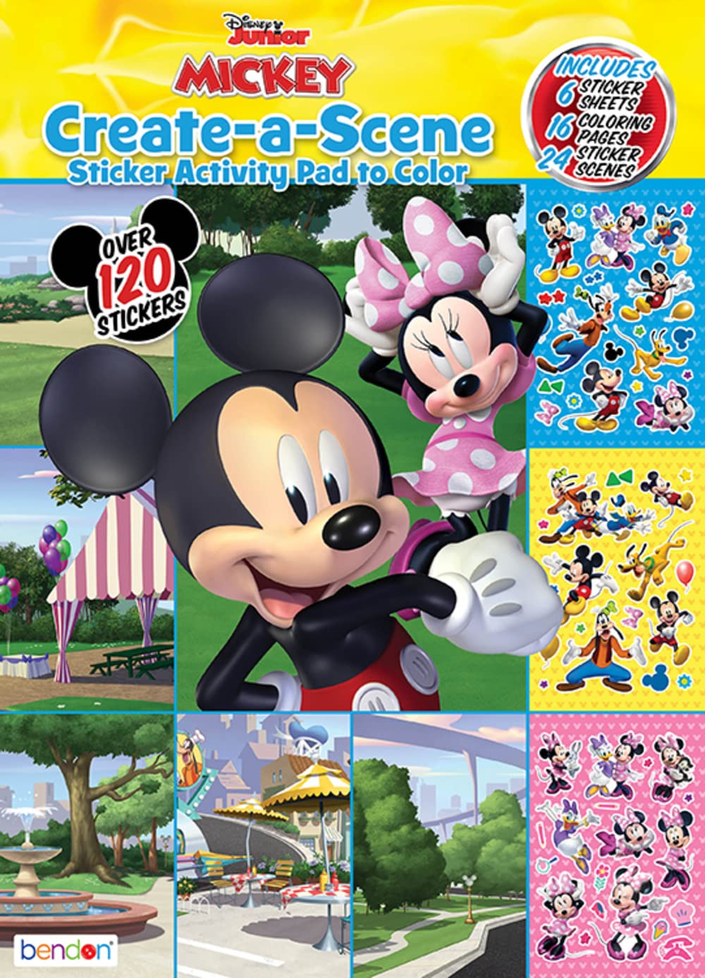 Bendon Disney Jr Mickey Mouse Sticker Activity Pad with Over 120 Stickers - Coloring and Scene Creation