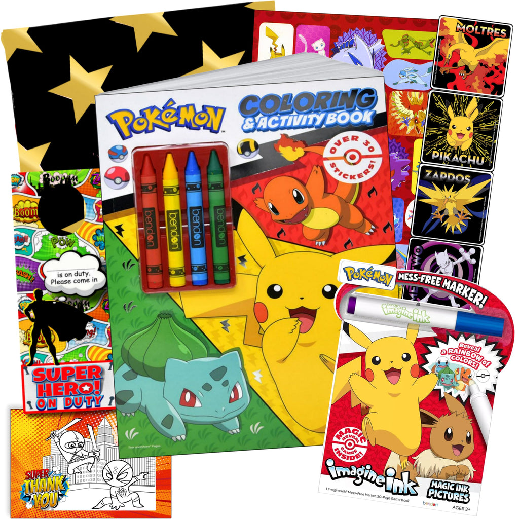 Bendon Pokémon Craft Activity Set: Coloring Book, Stickers, Imagine Ink, Door Hanger & Gift Bag