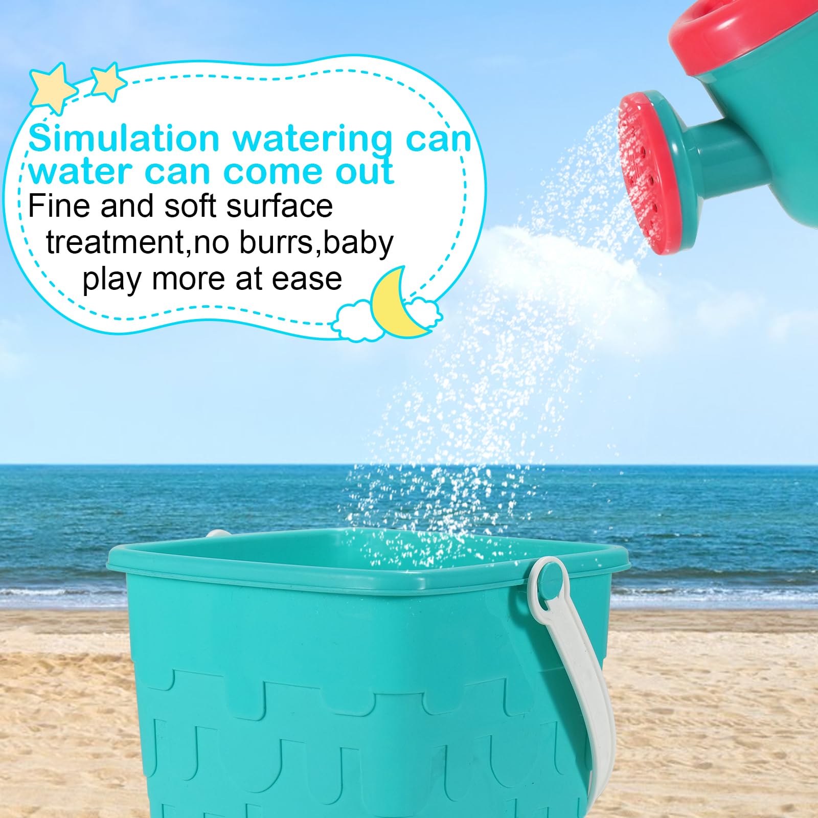 BeneFine 14-Piece Beach Toys Set – Castle Bucket, Shovels, Sea Animal & Traffic Sand Molds, Outdoor Fun for Kids
