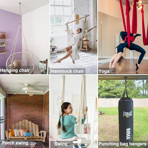 BeneLabel 304 Stainless Steel Ceiling Swing Mount - 1000 lb Capacity, 360° Swivel Hook for Hammock Chair, Punching Bag, Yoga Swing