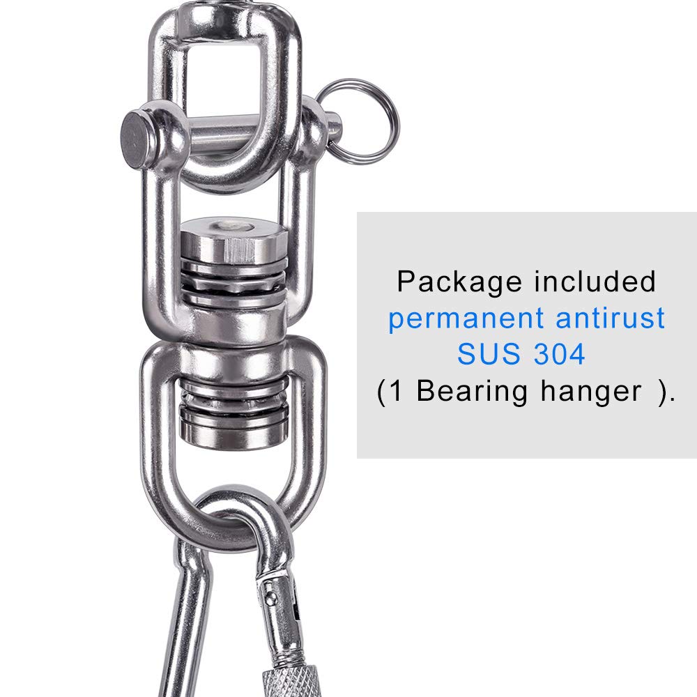 BeneLabel 360° Swing Swivel with 2 Bearings – 770 lb Capacity, 304 Stainless Steel Detachable Design for Tree Swings, Aerial Yoga & More
