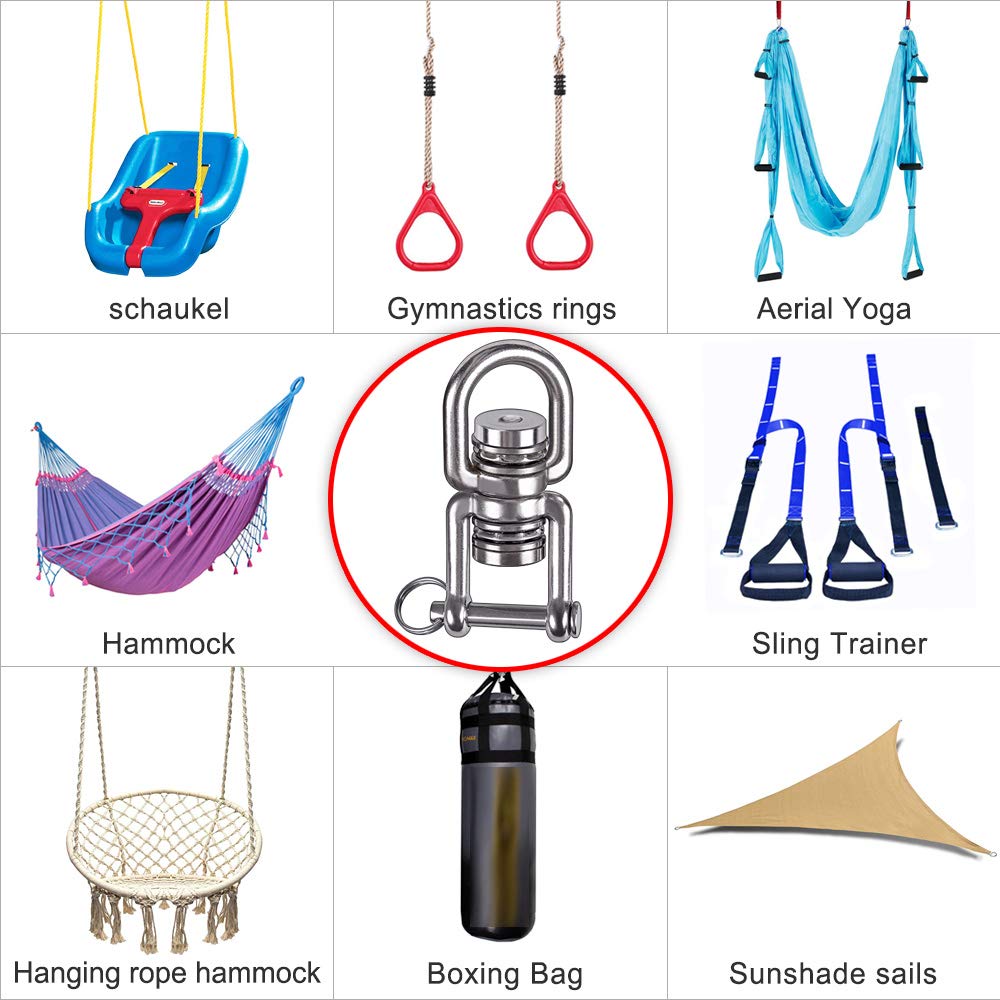 BeneLabel 360° Swing Swivel with 2 Bearings – 770 lb Capacity, 304 Stainless Steel Detachable Design for Tree Swings, Aerial Yoga & More