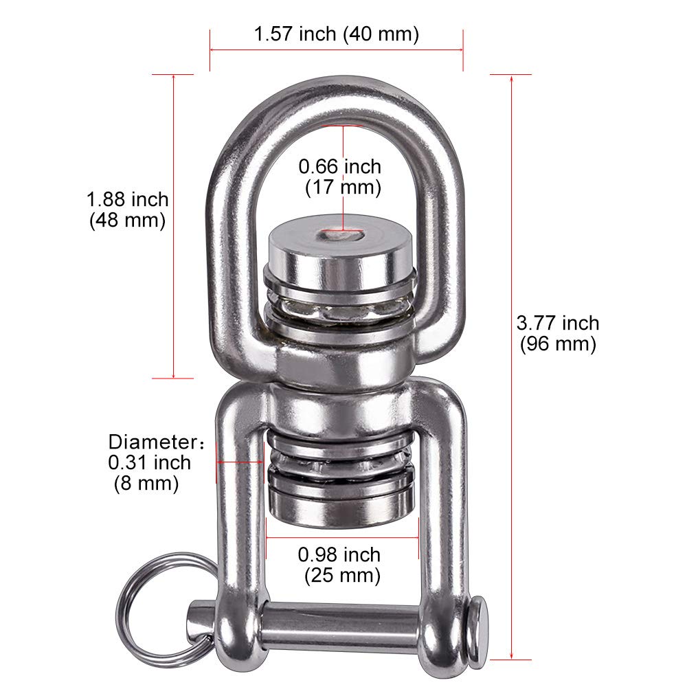 BeneLabel 360° Swing Swivel with 2 Bearings – 770 lb Capacity, 304 Stainless Steel Detachable Design for Tree Swings, Aerial Yoga & More