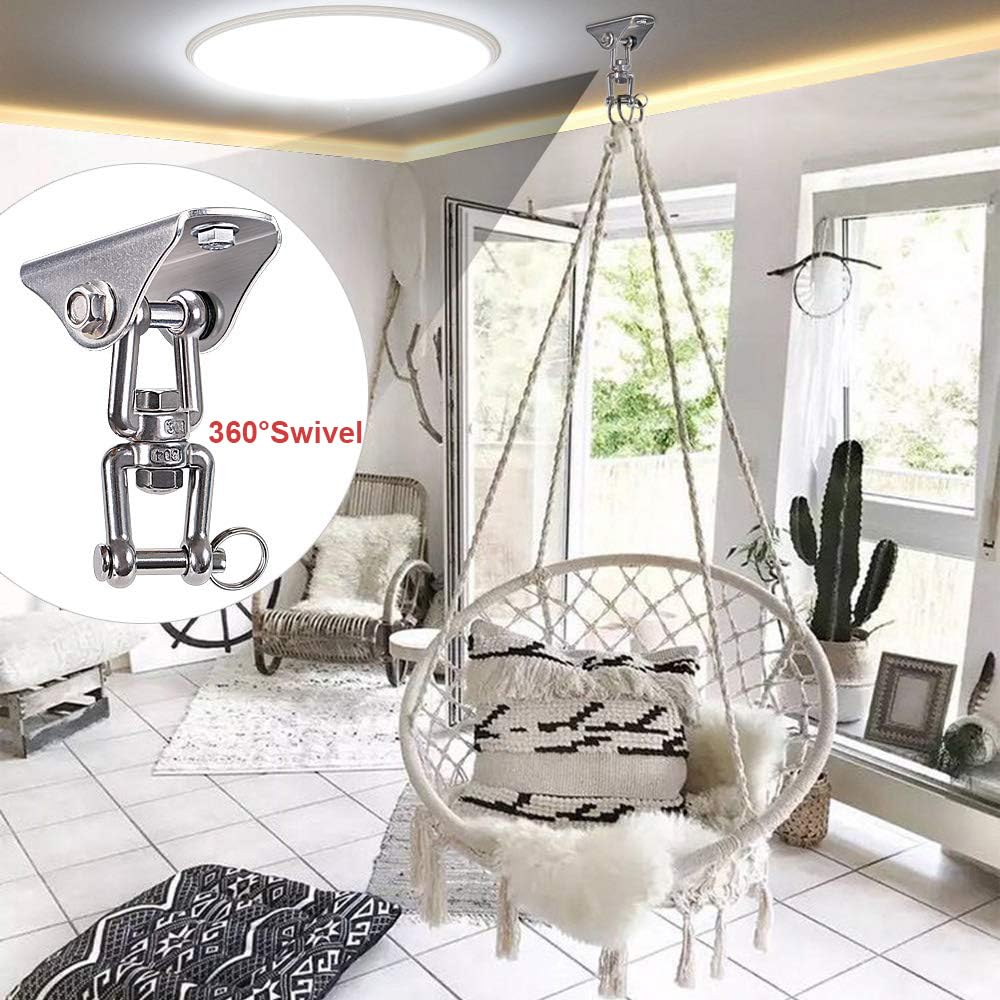 BeneLabel 360° Swivel Ceiling Mount Swing Hangers – 1000LB Capacity Stainless Steel Hardware for Hammocks, Punching Bags, and Yoga Swings