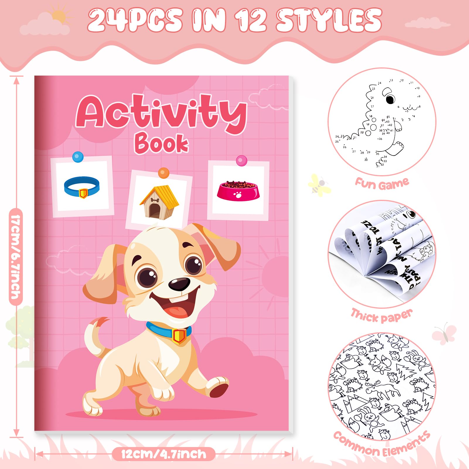 BenLouis 24 Mini Activity Books for Kids Ages 4-12 - Assorted Puzzles, Mazes, Coloring Pages - Party Favors, Goodie Bag Stuffers