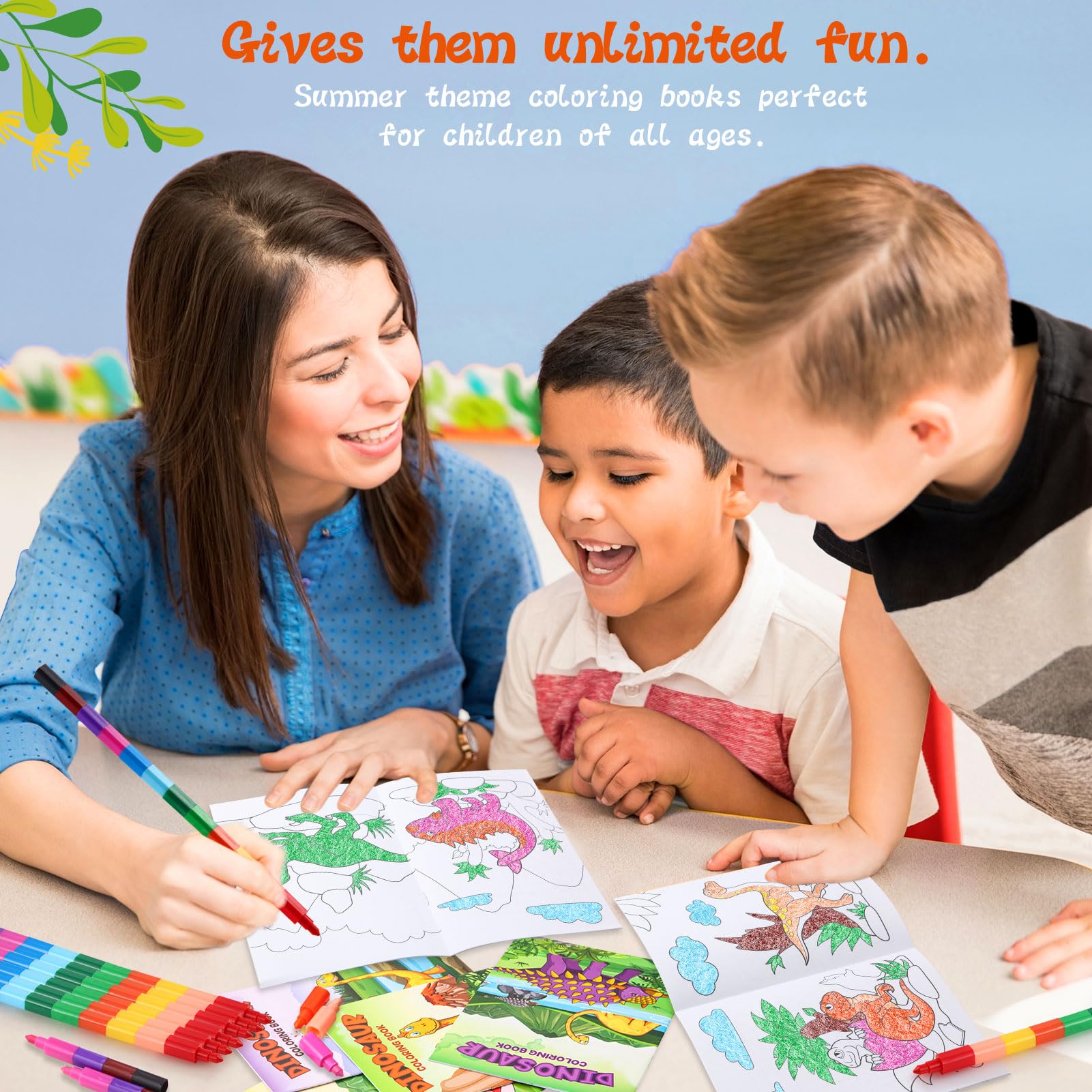 BenLouis 24-Pack Dinosaur Mini Coloring Books - Small Activity Books for Kids, Dino Party Favors, Goodie Bag Stuffers