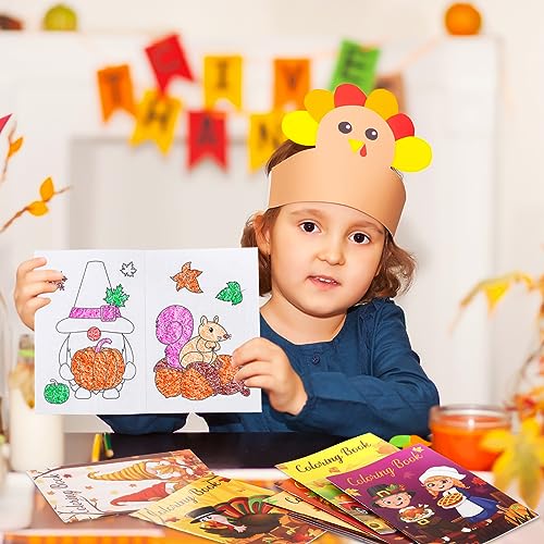 BenLouis 24-Pack Fall Mini Coloring Books for Kids – Autumn Harvest Party Favors, 12 Styles, 72 Patterns