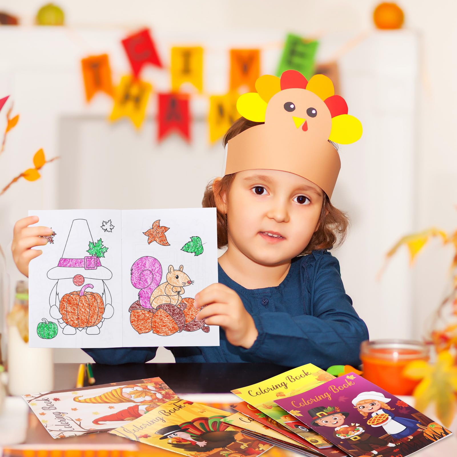 BenLouis 24-Pack Fall Mini Coloring Books for Kids – Autumn Harvest Party Favors, 12 Styles, 72 Patterns