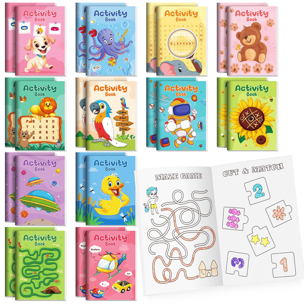 BenLouis 24 Pack Mini Activity Books for Kids Ages 4-8-12 – Small Puzzle Books for Party Favors, Goodie Bags, Classroom Rewards
