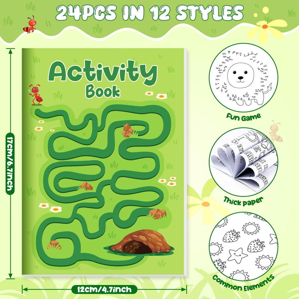 BenLouis 24 Pack Mini Activity Books for Kids Ages 4-8-12 – Small Puzzle Books for Party Favors, Goodie Bags, Classroom Rewards