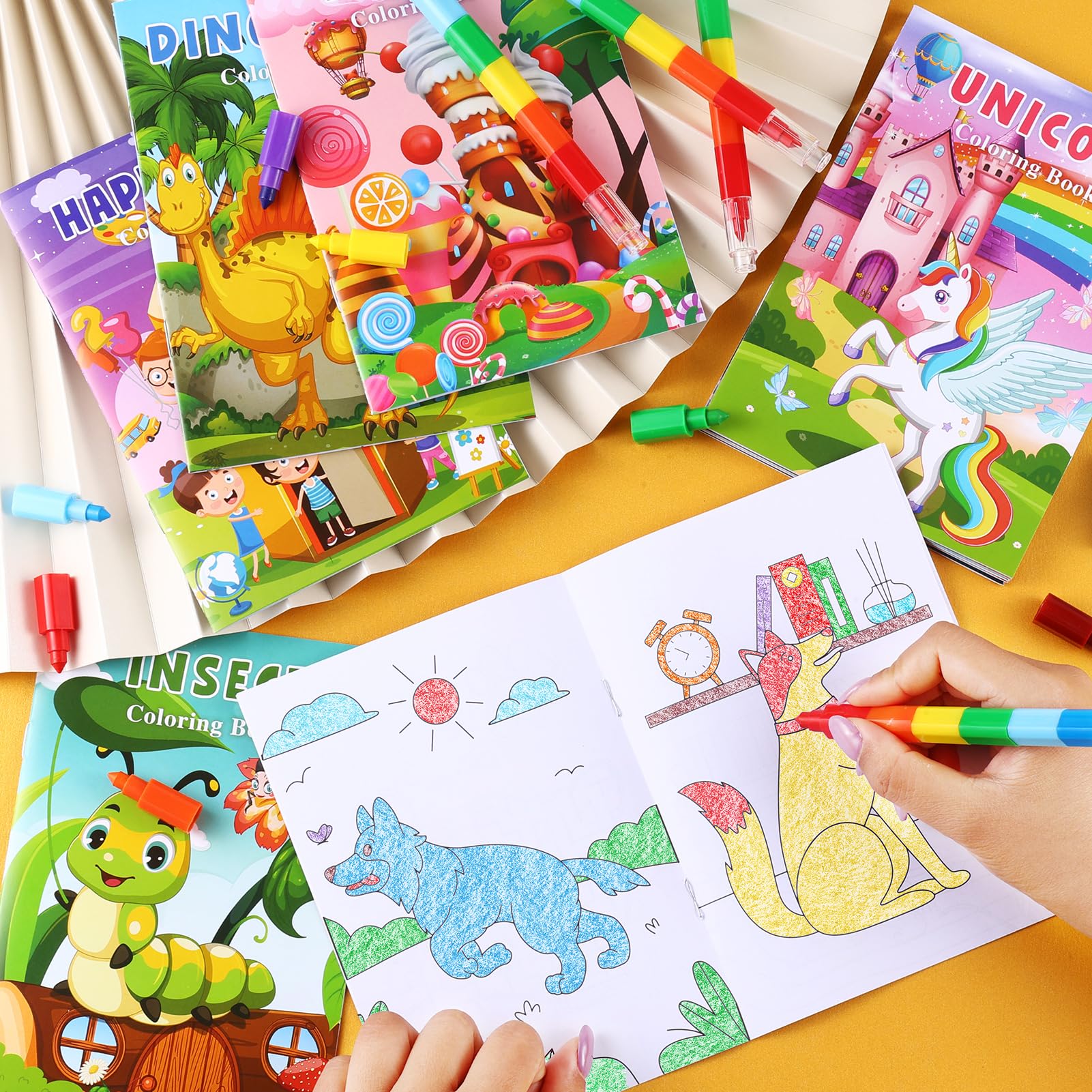 BenLouis 24-Pack Mini Coloring Books – 12 Styles, 72 Patterns for Kids Ages 4-12