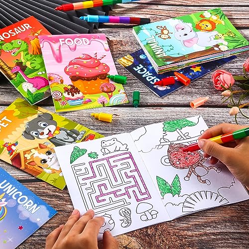 BenLouis 24-Pack Mini Coloring Books for Kids Ages 4-12 - Small Activity Books for Party Favors, Goodie Bags, Classroom, Travel (Animal Themes, 72 Patterns)