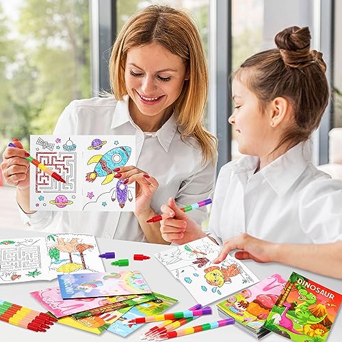 BenLouis 24-Pack Mini Coloring Books for Kids Ages 4-12 - Small Activity Books for Party Favors, Goodie Bags, Classroom, Travel (Animal Themes, 72 Patterns)