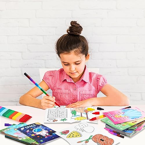 BenLouis 24-Pack Mini Coloring Books for Kids Ages 4-12 - Small Activity Books for Party Favors, Goodie Bags, Classroom, Travel (Animal Themes, 72 Patterns)