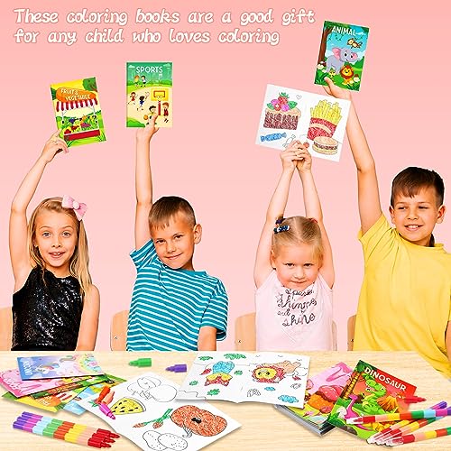 BenLouis 24-Pack Mini Coloring Books for Kids Ages 4-12 - Small Activity Books for Party Favors, Goodie Bags, Classroom, Travel (Animal Themes, 72 Patterns)
