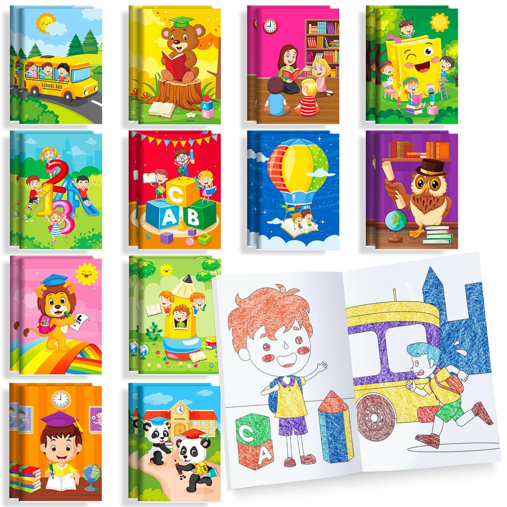 BenLouis 24-Pack Mini Coloring Books for Preschool & Kindergarten – Bulk Party Favors, 72 Patterns, 6.7x4.7 Inch Small Activity Books for Goodie Bags, Travel, Classroom Rewards