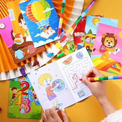 BenLouis 24-Pack Mini Coloring Books for Preschool & Kindergarten – Bulk Party Favors, 72 Patterns, 6.7x4.7 Inch Small Activity Books for Goodie Bags, Travel, Classroom Rewards