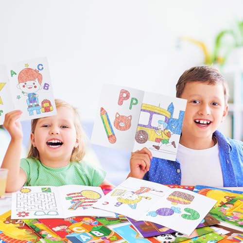 BenLouis 24-Pack Mini Coloring Books for Preschool & Kindergarten – Bulk Party Favors, 72 Patterns, 6.7x4.7 Inch Small Activity Books for Goodie Bags, Travel, Classroom Rewards