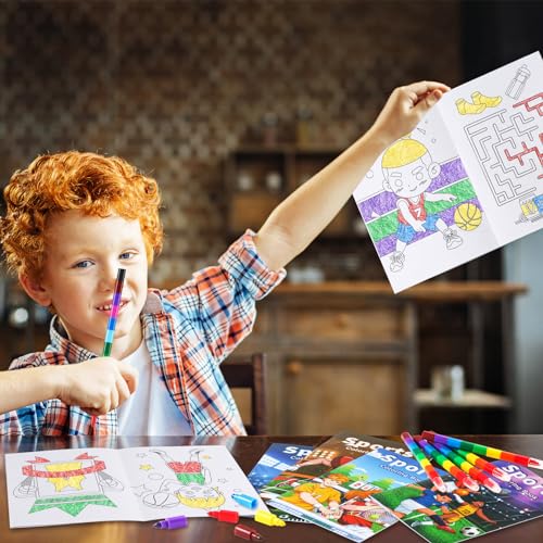 BenLouis 24-Pack Mini Sports Coloring Books – 12 Styles, 72 Patterns for Kids Party Favors