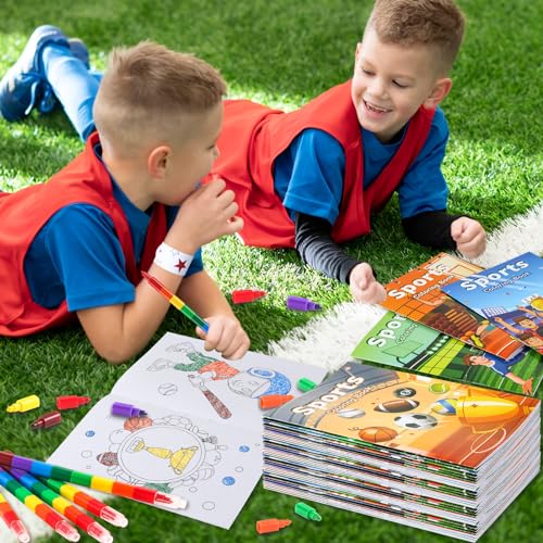 BenLouis 24-Pack Mini Sports Coloring Books – 12 Styles, 72 Patterns for Kids Party Favors