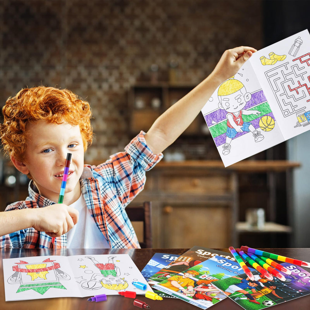BenLouis 24-Pack Mini Sports Coloring Books – 12 Styles, 72 Patterns for Kids Party Favors