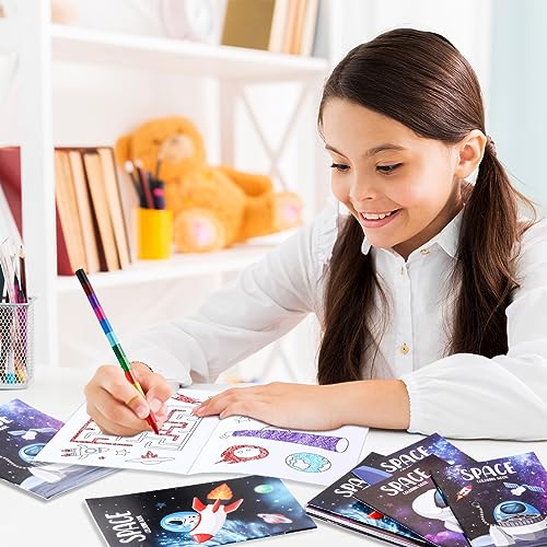 BenLouis 24 Pack Outer Space Mini Coloring Books for Kids - Astronaut Party Favors, Small Activity Books Bulk