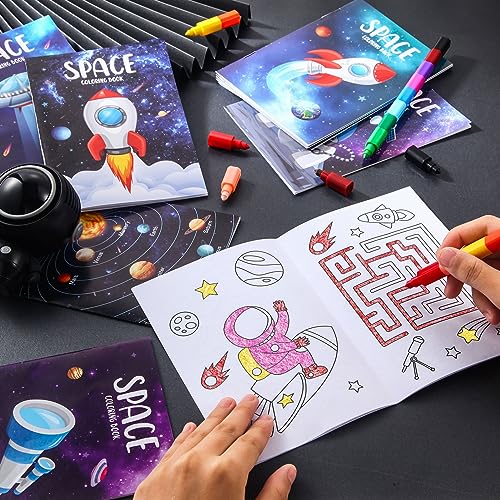BenLouis 24 Pack Outer Space Mini Coloring Books for Kids - Astronaut Party Favors, Small Activity Books Bulk