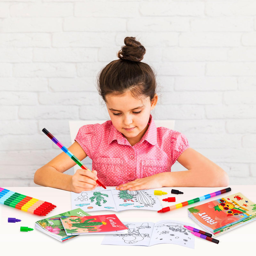 BenLouis 24 Pack Summer Mini Coloring Books - 12 Styles, 72 Patterns for Kids Pool Beach Party Favors & Goodie Bags