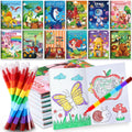 BenLouis Mini Coloring Books Bulk Set with Stacking Crayons – 12 Books + 12 Crayons, 72 Pages, Travel Activity for Kids Ages 4-12