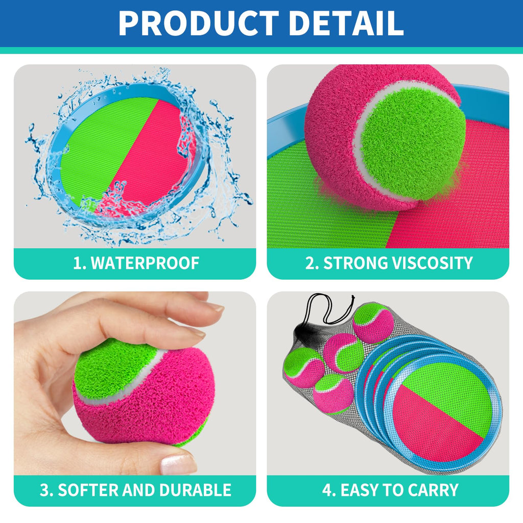 Bennol Toss and Catch Ball Game - 2 Paddles, 2 Balls, Storage Bag - Outdoor Toys for Kids Ages 3-10