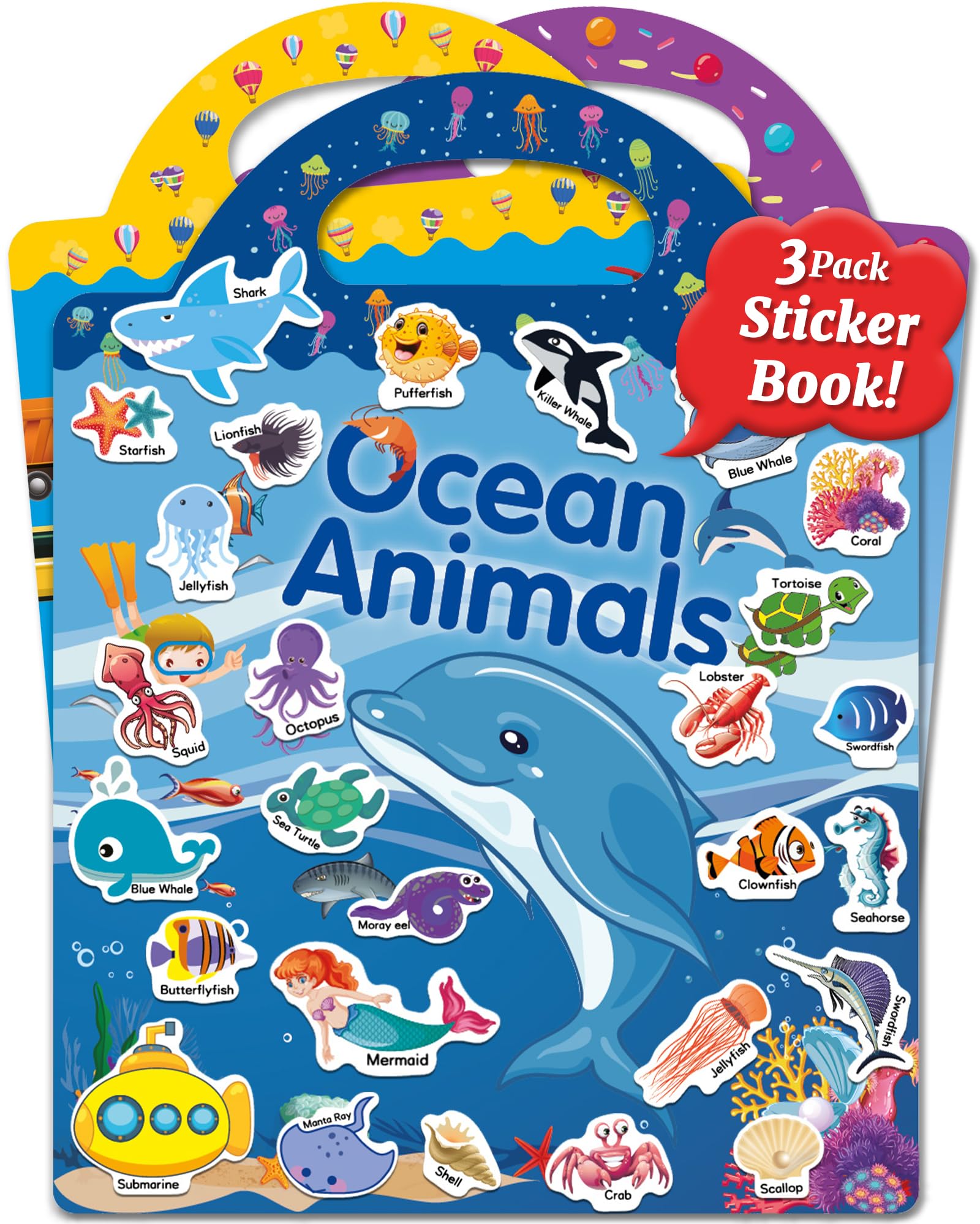 Benresive Reusable Sticker Book for Toddlers – 90+ Stickers, 3 Themes, Waterproof & Portable
