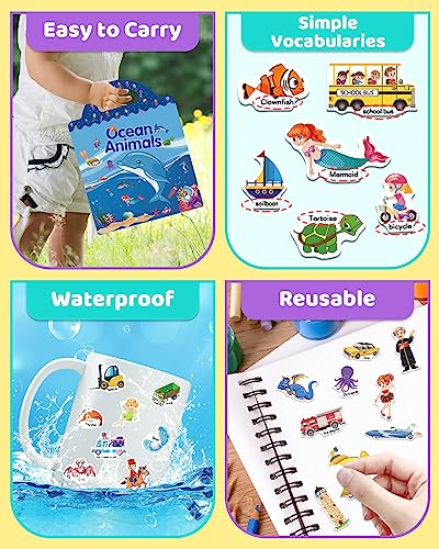 Benresive Reusable Sticker Book for Toddlers – 90+ Stickers, 3 Themes, Waterproof & Portable