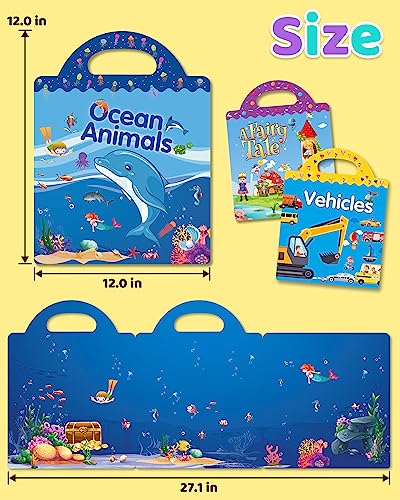 Benresive Reusable Sticker Book for Toddlers – 90+ Stickers, 3 Themes, Waterproof & Portable