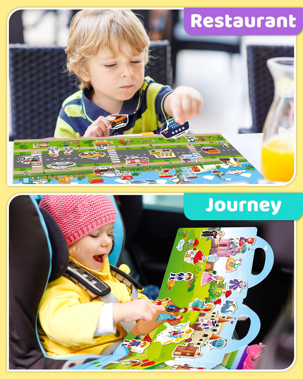 Benresive Reusable Sticker Book for Toddlers – 90+ Stickers, 3 Themes, Waterproof & Portable