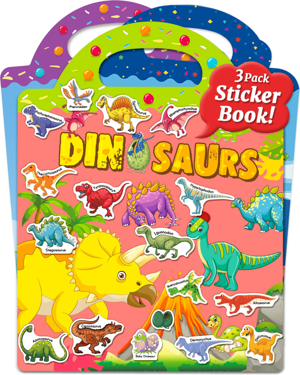Benresive Reusable Sticker Book for Toddlers – 94 Ocean, Fairy & Dinosaur Stickers, Portable Travel Toy with Storage