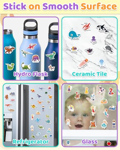 Benresive Reusable Sticker Book for Toddlers – 94 Ocean, Fairy & Dinosaur Stickers, Portable Travel Toy with Storage