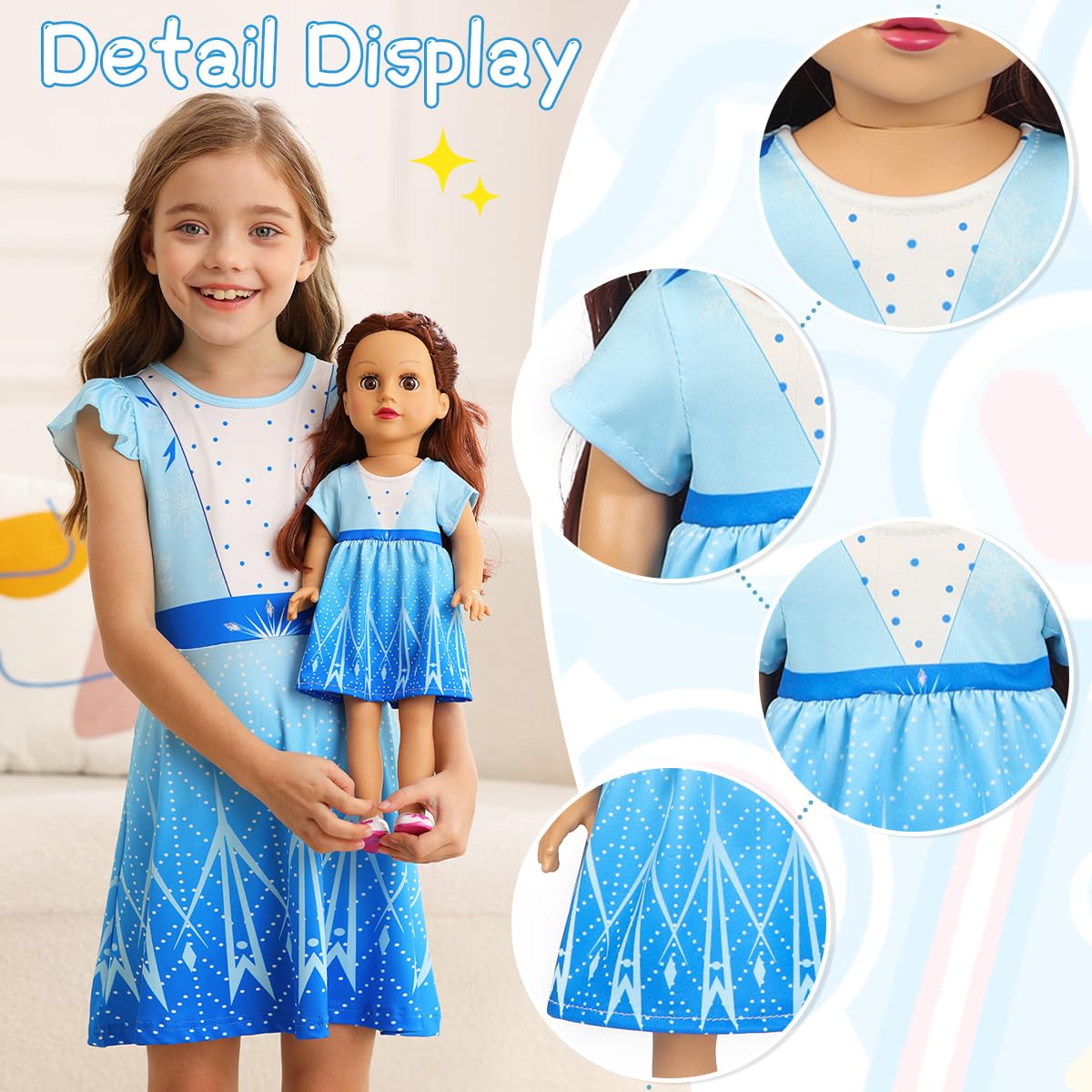 Benylion 3-Pack Princess Dresses for 18-Inch Dolls - Handmade Polyester Costumes with Velcro Closure