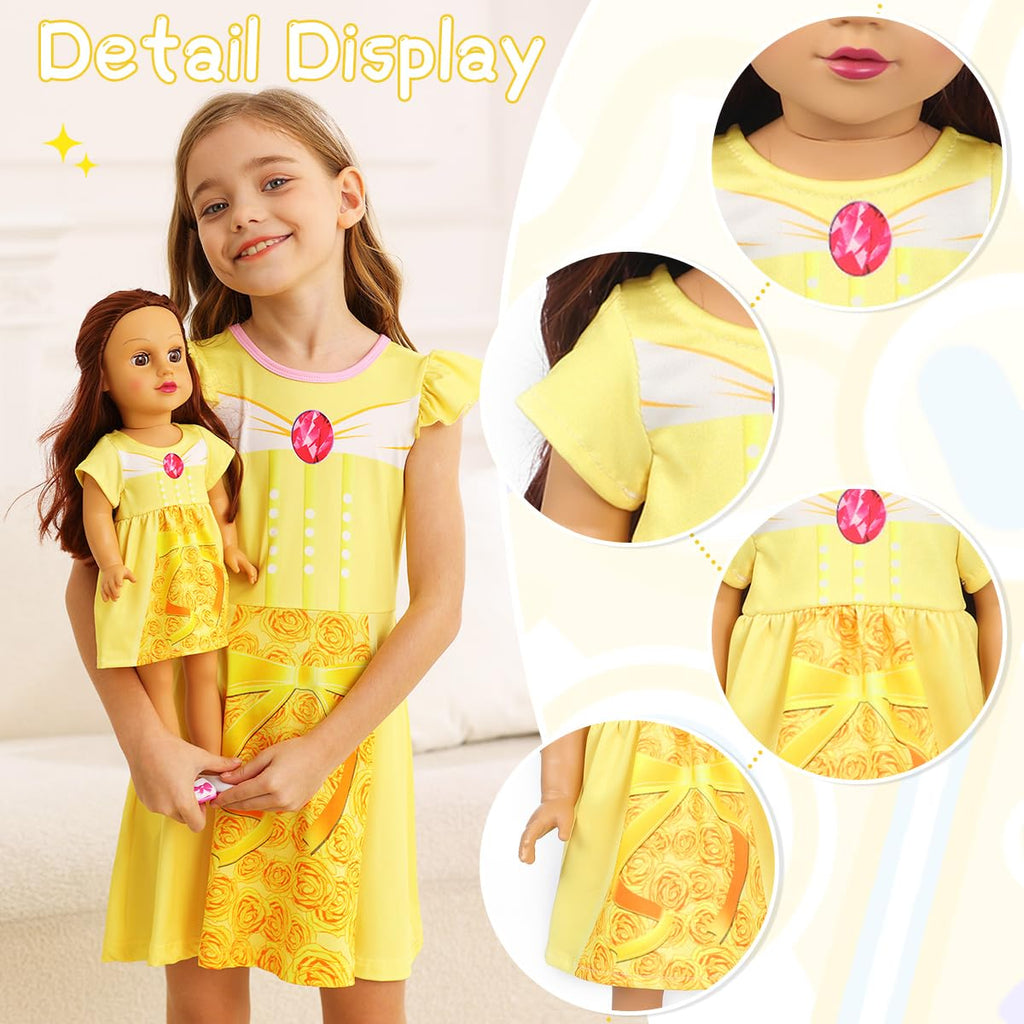 Benylion 3-Pack Princess Dresses for 18-Inch Dolls – Handmade Costume Set with Velcro Closure