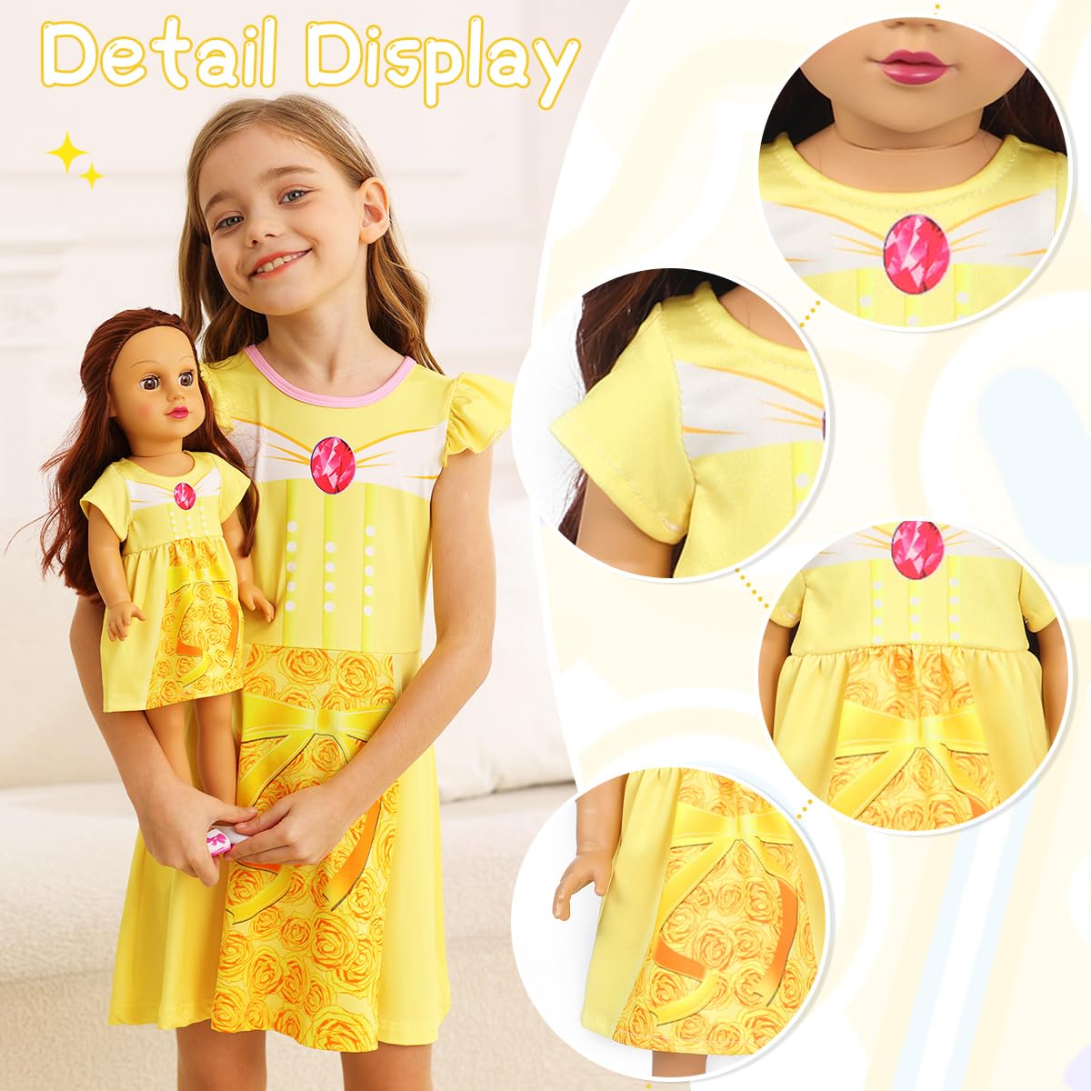 Benylion 3-Pack Princess Dresses for 18-Inch Dolls – Handmade Costume Set with Velcro Closure