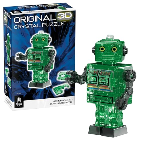 BePuzzled 3D Crystal Puzzle – Green Tin Robot (39 Pieces, Level 2)