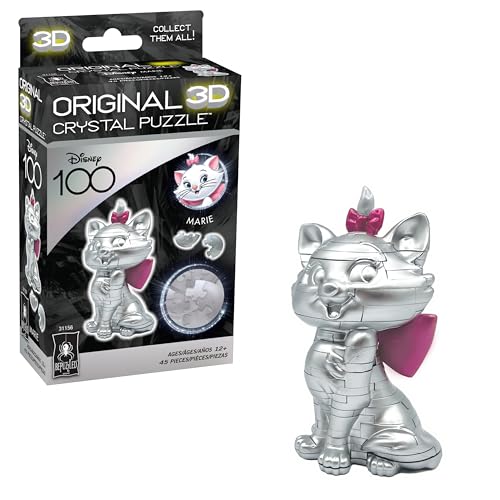 BePuzzled Disney Platinum Marie 3D Crystal Puzzle – 45-Piece Translucent Sculpture, Ages 12+