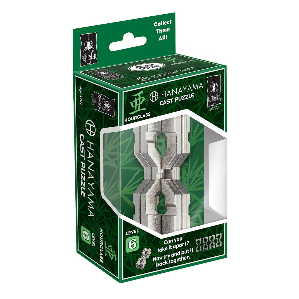 BePuzzled Hanayama Hourglass Metal Brainteaser – Mensa Level 6 Puzzle for Ages 12+